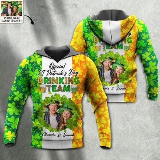Discover Custom Irish Photo Hoodie with St Patrick’s Day and Shamrock Design