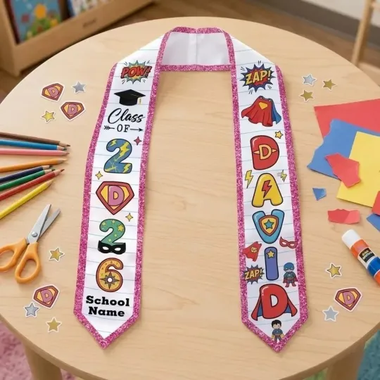 Personalized Captain America Class Of 2026 Graduation Stoles, Gift For Senior