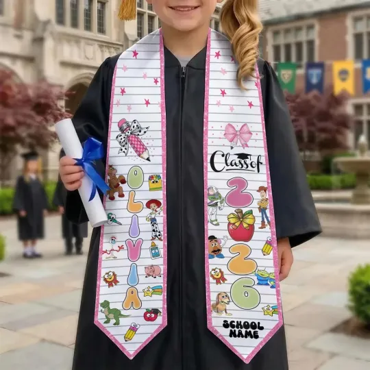 Personalized Toy Story Class Of 2026 Graduation Stoles, Gift For Senior