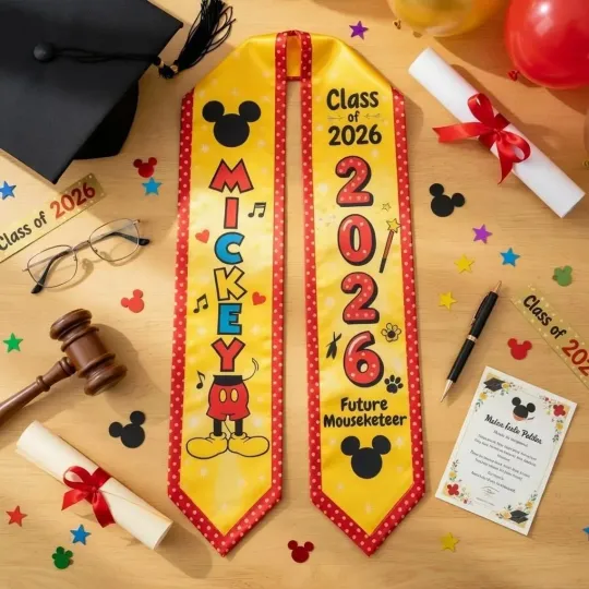Discover Personalized Mickey Mouse Class Of 2026 Graduation Stoles, Gift For Senior