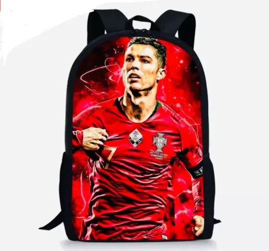 Discover 42CM Kids School Backpack Ronaldo CR7 3D Print Football Travel  Bag 3D NEW