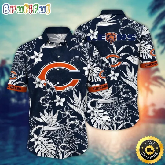 Discover Chicago Bears Hawaiian Shirt Flower Vacation Mood Shirt