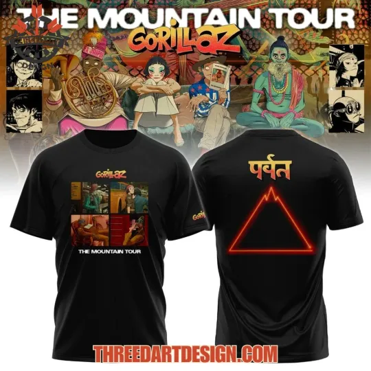Discover Gorillaz The Mountain Style Art Graphic Music Fan 3D T-shirt