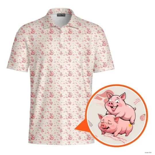 Makin Bacon 3D Printed Polo Shirt - Men Funny Performance Golf Shirt Gift