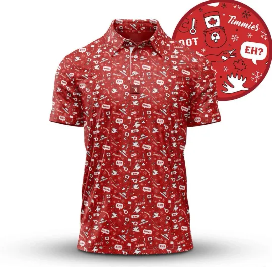 Discover O Canada Sports Performance All Print Free Polo Shirt