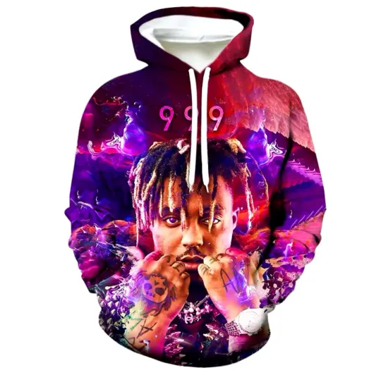 3D Juice WRLD Rapper Music Hoodie T-shirt for Boys Teens Adults