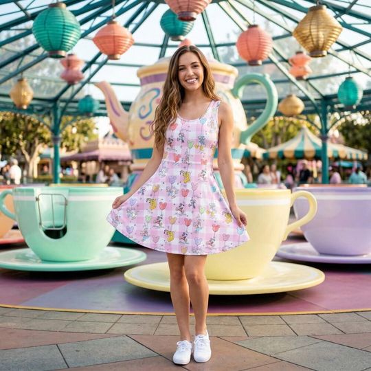 Discover Plaid Balloon Mickey Mouse And Friends Skater Dress, Magical Park Signature Outfit, Minnie Pluto RunDisney Summer Vacation Dress Gift