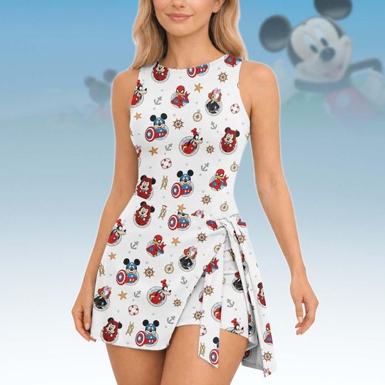 Marvel Day At Sea Disney Cruise Squad Tennis Dress, Mickey and Friends Cruise Women Dress, Disney Cruise Trip, Funny Superhero Dress