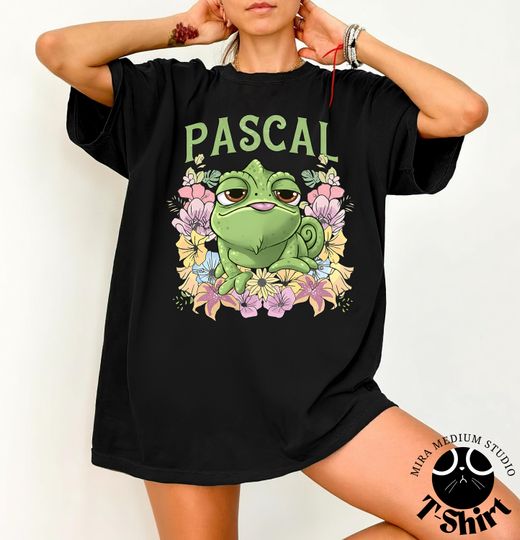 Discover Retro Disney Tangled Pascal Floral Rapunzel Family Shirt, Rapunzel Flynn Rider Valentine, Cute Romantic Tee, Princess Lover, Disneyland Tee
