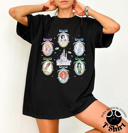 Discover Disney Princess Coquette Vintage T-Shirt, Coquette Disney Princess Tee, Disney Girl Trip Tee, Disney Group Shirt, Personalized Disney Tee