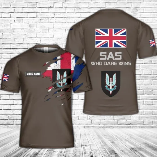 Discover Custom Name British Army Special Air Service 3D T-Shirt Size S-5XL