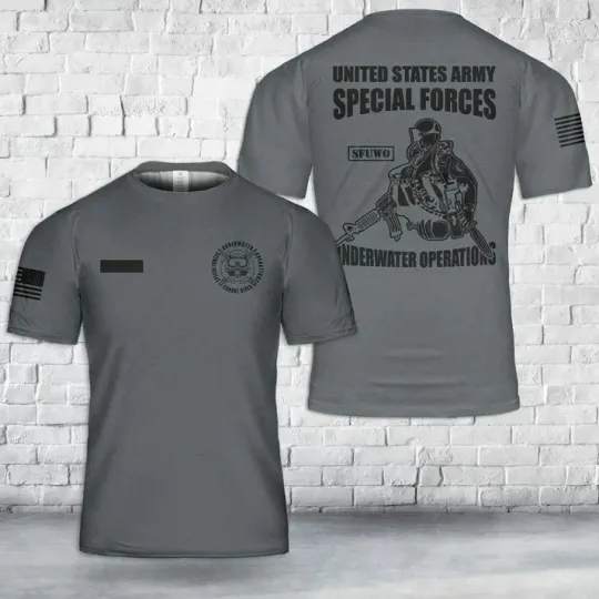 Discover Custom Name US Army - Special Forces Underwater Operations Combat Diver T-Shirt