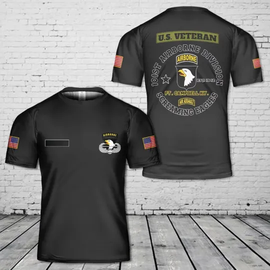 Discover Custom Name US Army 101st Airborne Air Assault, Ft. Campbell T-Shirt 3D Fullsize