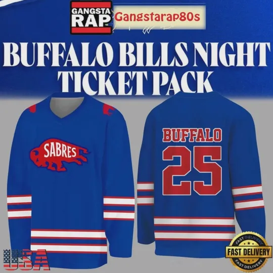 Personalized Buffalo Bills x Buffalo Sabres Night 2025 Hockey Shirt