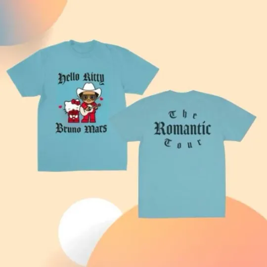 Discover Bruno Mar X Hello Kitty The Romantic Tour 2026 T-Shirt