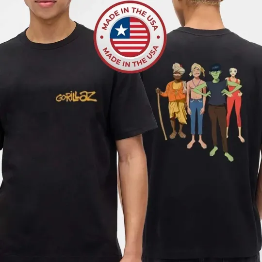 Discover Gorillaz The Mountain Group Portrait 2026 Double Sided T-Shirt