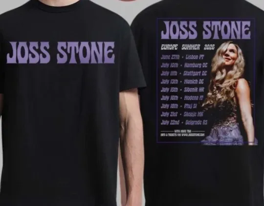 Discover Joss Stone Europe Summer 2026 Tour Schedule Dates Two Sided T-Shirt