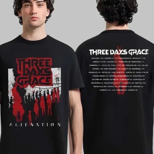 Discover Three Days Grace Alienation 2025 Tour T-Shirt Two Sided