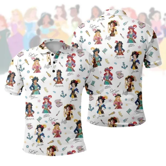 Discover Fairy Tale Princesses Cosplay Pirates Of Caribbean Girl Cruise Trip Polo Shirt