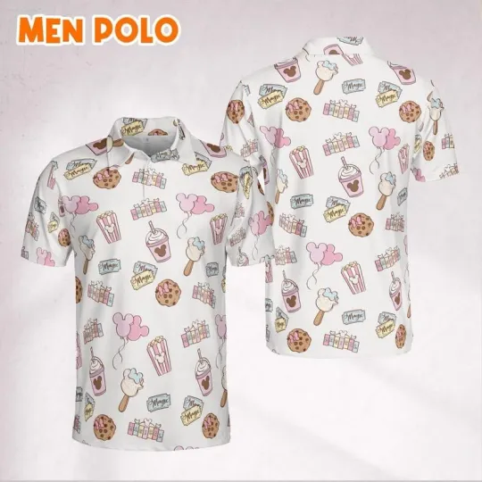 Discover Mickey Mouse Ears Magic Snacks Popcorn Cookies Summer Vacation Polo Shirt
