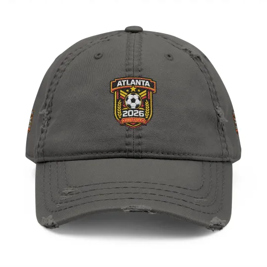 Atlanta Soccer Crest Embroidered Distressed Dad Hat