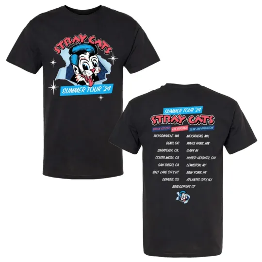 Discover Stray Cats Breakthru Summer Tour 2024 Double Sided T-Shirt