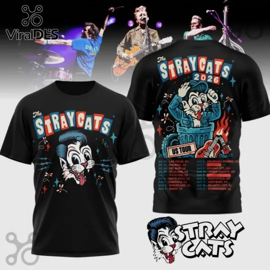 Stray Cats 2026 US Tour Double Sided Graphic T-Shirt