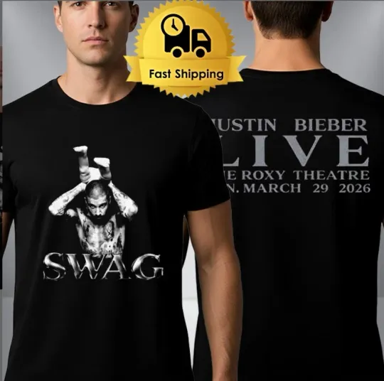 Justin Bieber Roxy Theatre 2026 T-Shirt SWAG Secret Show Pre Coachellla 2 Sided
