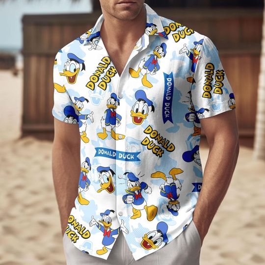 Discover Disney Donald Duck Hawaiian Shirt, Cartoon Mickey Magic Kingdom Shirt, Gift for Him
