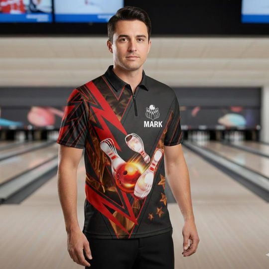Discover Personalized Bowling Jersey Shirt, Custom Bowling Shirt for Team, Gift For Bowler Player, Short Sleeve Button Down Bowling Jersey Gift