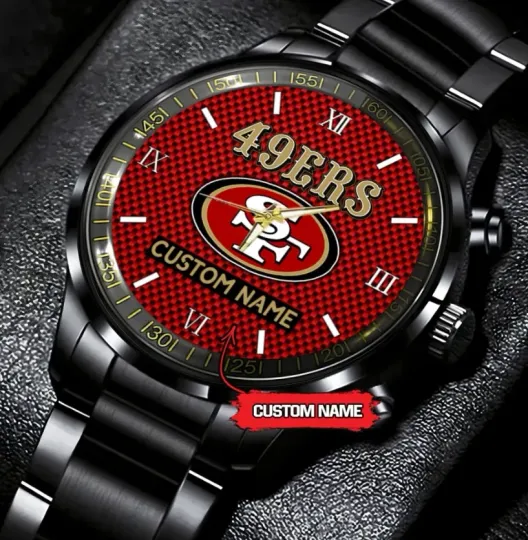 Discover Personalized San Francisco Football Team SF 49erss Black Stainless Steel Watch