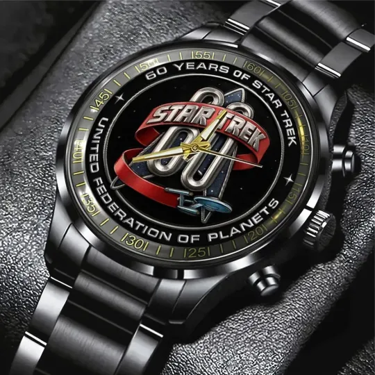 Discover 60th Anniversary Sci-Fi Style Black Stainless Steel Watch Men's Analog