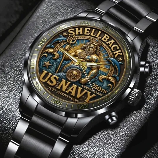 Discover US Navy Style Watch Black Stainless Steel Military Men Gift