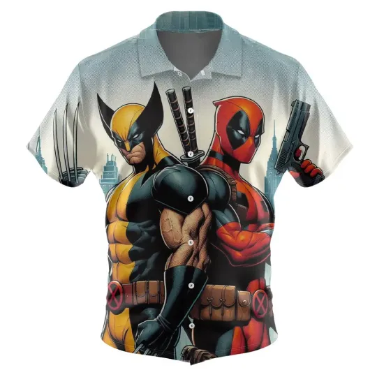 Discover SuperHero Deadpool And Wolverine Unisex Hawaiian Shirt Marvels DC Comics