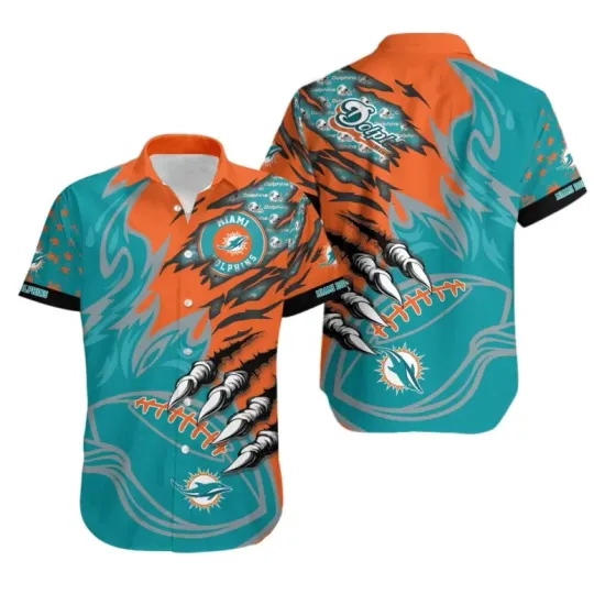 Discover Miami Dolphins Fierce Claw Hawaiian Shirt, Gift For football Fan
