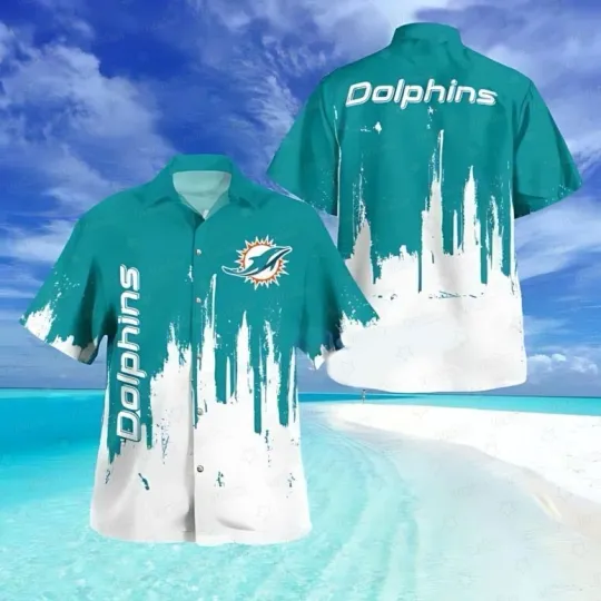 Miami Dolphins Oceanic Brush Hawaiian Shirt, Gift For football Fan