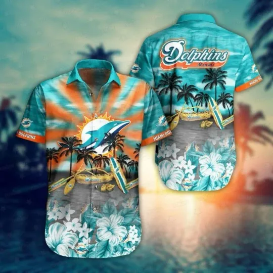Miami Dolphins Coastal Paradise Hawaiian Shirt, Gift For football Fan
