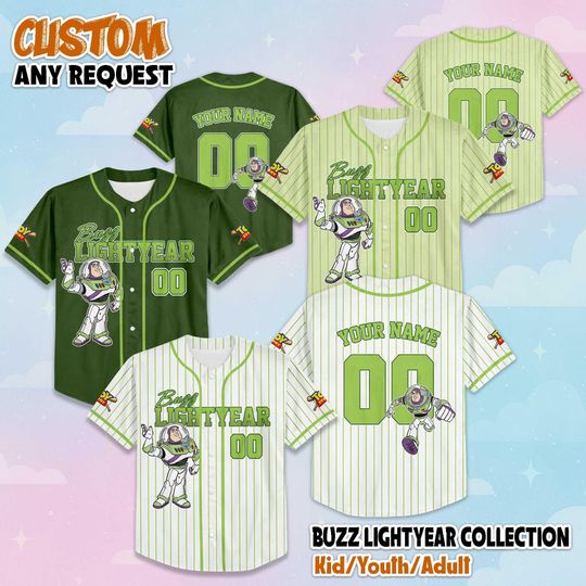 Discover Personalized Buzz Lightyear Baseball Jersey, Disney Toy Story Baseball Shirt, Matching Disney Trip Outfit, Birthday Gift