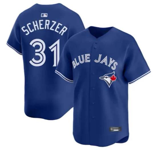[ All Printed ] Max Scherzer Royal Blue  Limited   Baseball Jersey