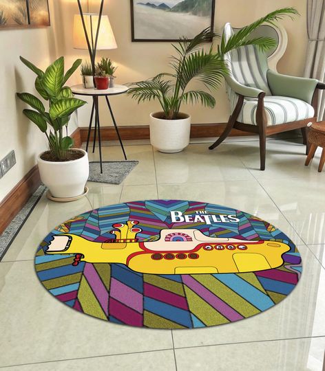 The Beatles Rug Round Floor Mat Rock Band Music Room