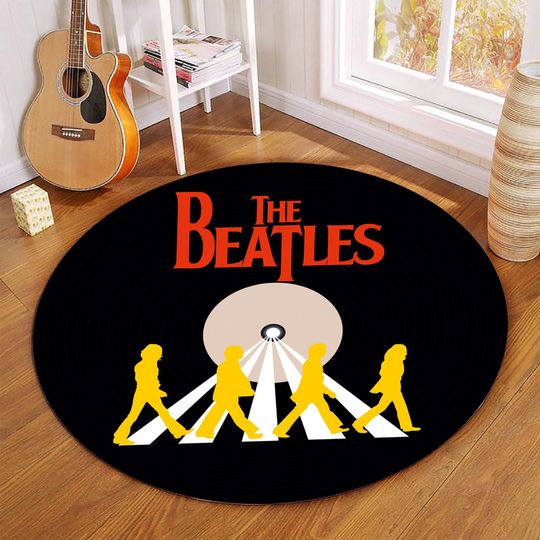 Discover The Beatles Round Rug, Beatles Fan Gift, Retro Beatles Floor Mat, Music Lover Decor