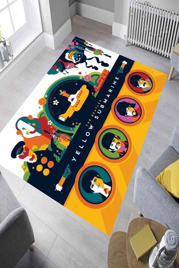 Discover The Beatles Rug, Colorful Boys and Girls Room Rug, Modern Gift for Birthday