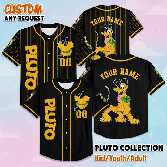 Discover Personalized Pluto Baseball Jersey, Custom Disney Mickey and Friends Jersey, Disneyland Baseball Team Matching Outfit, Birthday Gift
