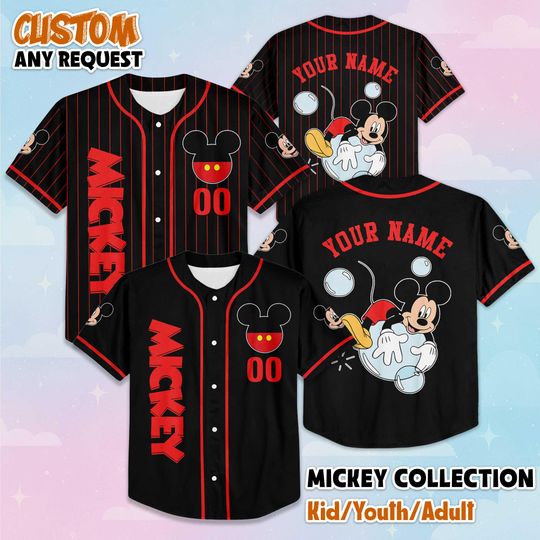 Discover Personalize Mickey Mouse Baseball Jersey, Custom Disney Mickey Mouse Jersey, Disneyland Baseball Team Matching Outfit, Birthday Gift