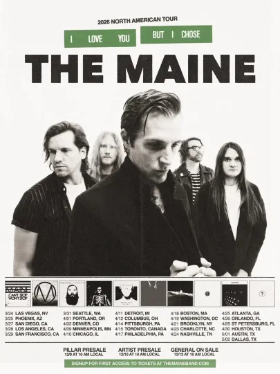Discover The Maine 2026 Tour Poster Vertical Wall Art