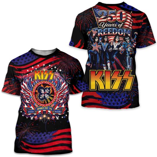 KISS Band America 250th Anniversary Spirit of 76 3D All Over Print T Shirt