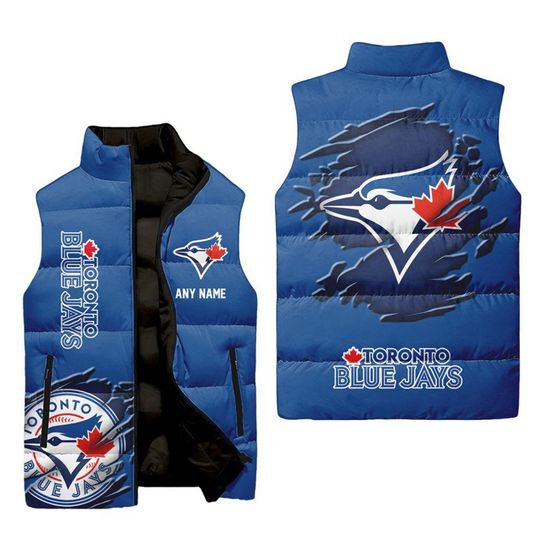 Toronto Blue Jays Personalized Baseball Team Sleeveless Puffer Jacket