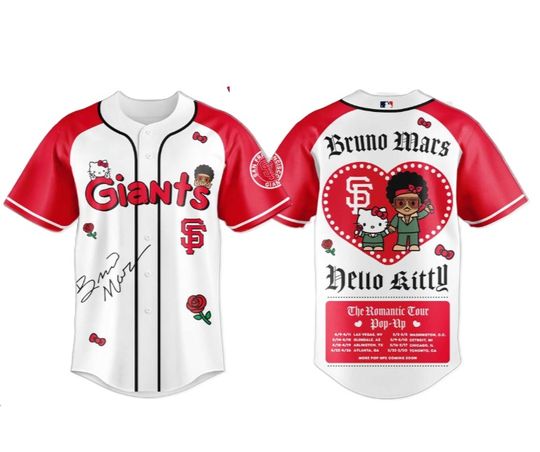 San Francisco Giants Bruno Mars x Hello Kitty 2026 The Romantic Tour Baseball Jersey