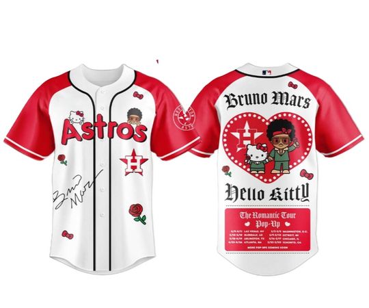 Houston Astros Bruno Mars x Hello Kitty 2026 The Romantic Tour Baseball Jersey