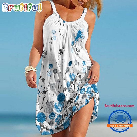 Discover Detroit Lions Flower Summer Beach Sling Dress